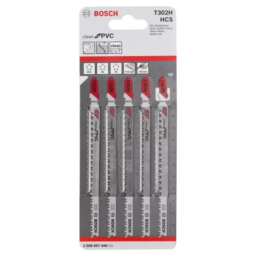 BOSCH List do priamočiarej píly PRO Plastics PVC clean T302H 132 mm, 5 ks (10)