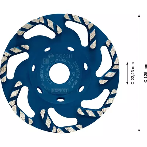 BOSCH Diamantová brúsna hlava EXPERT Concrete, 125 × 22,23 × 4,5 mm