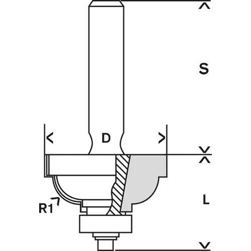 BOSCH Fréza na vytváranie hrán E, 8 mm, r1 = 6,3 mm, d = 28,5 mm, l = 13.2 mm, g = 54 mm (5)