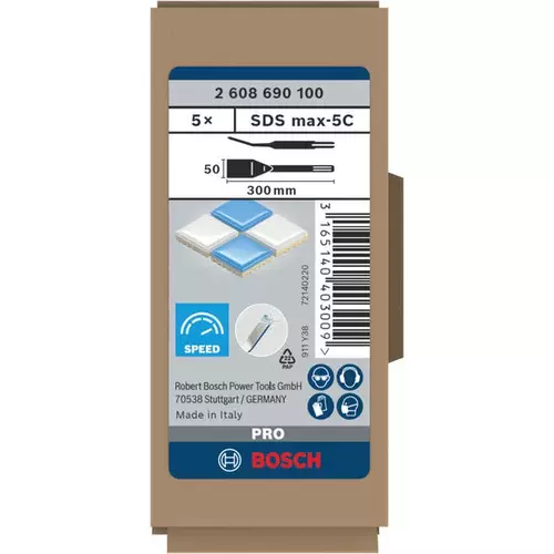 BOSCH Sada sekáčov na dlaždice PRO SDS max-5C 50 × 300 mm, 5 ks (3)