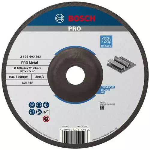 BOSCH Brúsny kotúč PRO Metal, 180 × 6 × 22,23 mm (4)