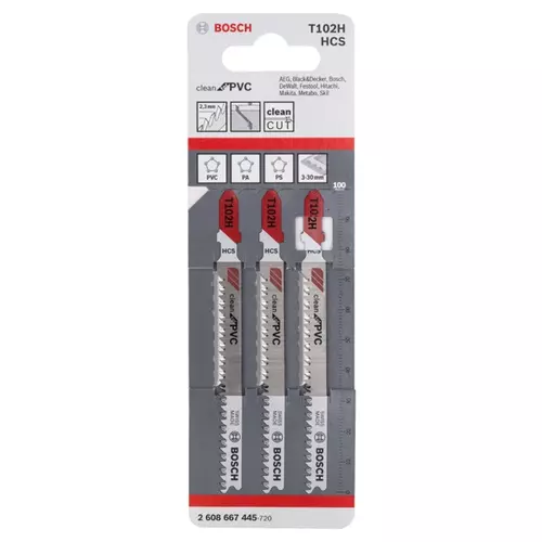 BOSCH List do priamočiarej píly PRO Plastics PVC clean T102H 100 mm, 3 ks (17)