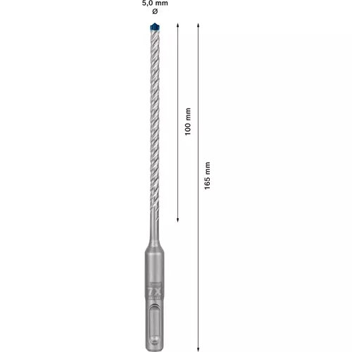 BOSCH Príklepový vrták EXPERT SDS plus-7X, 5 x 100 x 165 mm