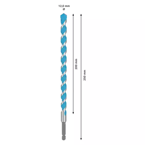 BOSCH Sada vrtákov EXPERT HEX-9 Multi Construction, 12 × 200 × 250
