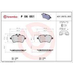 Sada brzdových platničiek kotúčovej brzdy BREMBO P 06 051