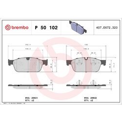 Sada brzdových platničiek kotúčovej brzdy BREMBO P 50 102X