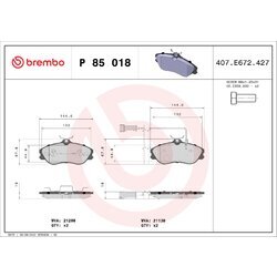 Sada brzdových platničiek kotúčovej brzdy BREMBO P 85 018