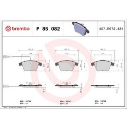 Sada brzdových platničiek kotúčovej brzdy BREMBO P 85 082