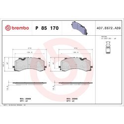 Sada brzdových platničiek kotúčovej brzdy BREMBO P 85 170