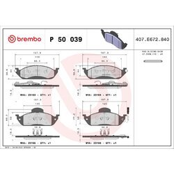 Sada brzdových platničiek kotúčovej brzdy BREMBO P 50 039