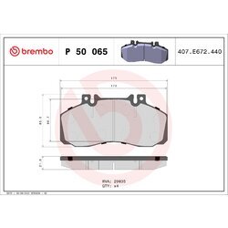 Sada brzdových platničiek kotúčovej brzdy BREMBO P 50 065