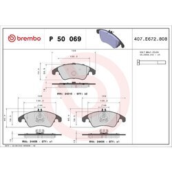Sada brzdových platničiek kotúčovej brzdy BREMBO P 50 069