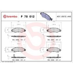 Sada brzdových platničiek kotúčovej brzdy BREMBO P 78 012