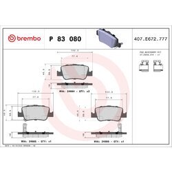 Sada brzdových platničiek kotúčovej brzdy BREMBO P 83 080