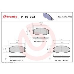 Sada brzdových platničiek kotúčovej brzdy BREMBO P 10 003