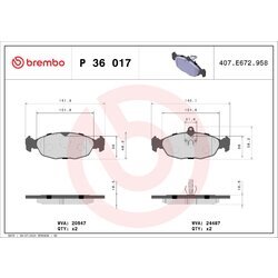 Sada brzdových platničiek kotúčovej brzdy BREMBO P 36 017
