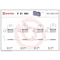 Sada brzdových platničiek kotúčovej brzdy BREMBO P 61 064