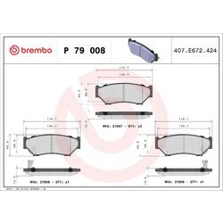 Sada brzdových platničiek kotúčovej brzdy BREMBO P 79 008