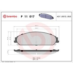 Sada brzdových platničiek kotúčovej brzdy BREMBO P 11 017