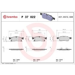 Sada brzdových platničiek kotúčovej brzdy BREMBO P 37 022
