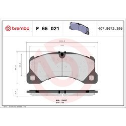 Sada brzdových platničiek kotúčovej brzdy BREMBO P 65 021