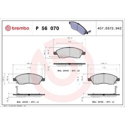 Sada brzdových platničiek kotúčovej brzdy BREMBO P 56 070