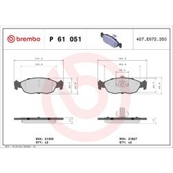Sada brzdových platničiek kotúčovej brzdy BREMBO P 61 051