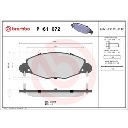 Sada brzdových platničiek kotúčovej brzdy BREMBO P 61 072