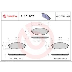 Sada brzdových platničiek kotúčovej brzdy BREMBO P 10 007