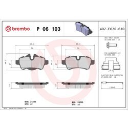 Sada brzdových platničiek kotúčovej brzdy BREMBO P 06 103