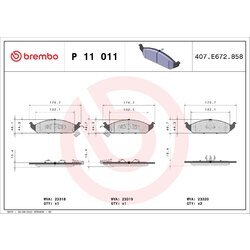 Sada brzdových platničiek kotúčovej brzdy BREMBO P 11 011