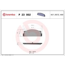 Sada brzdových platničiek kotúčovej brzdy BREMBO P 23 002