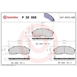 Sada brzdových platničiek kotúčovej brzdy BREMBO P 30 058