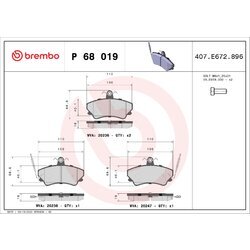 Sada brzdových platničiek kotúčovej brzdy BREMBO P 68 019