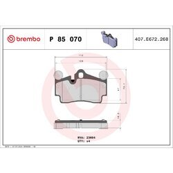 Sada brzdových platničiek kotúčovej brzdy BREMBO P 85 070