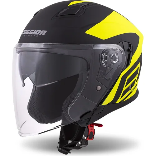 Prilba Jet Tech Corso CASSIDA (čierna matná/žltá fluo, veľkosť XS)