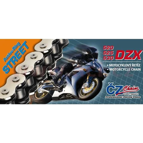 Reťaz 525DZX ČZ V026525DZX871000 ČR, (farba čierna, 94 článkov vč. nitovej spojky RIVET)