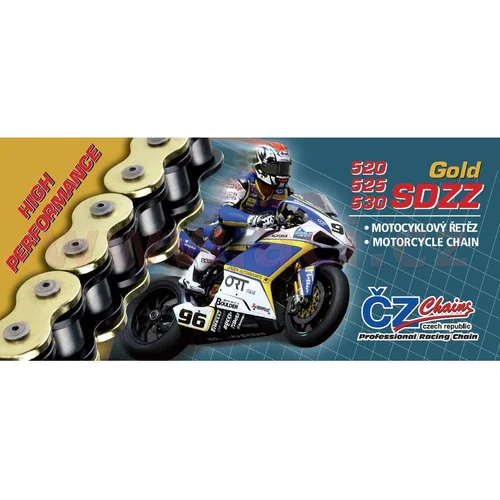 Reťaz 530SDZZ ČZ V026530SDZ350600 ČR, (farba zlatá, 102 článkov vrátane nitovej spojky RIVET)