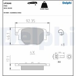 Sada brzdových platničiek kotúčovej brzdy DELPHI LP3646