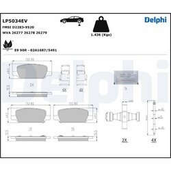 Sada brzdových platničiek kotúčovej brzdy DELPHI LP5034EV