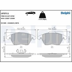 Sada brzdových platničiek kotúčovej brzdy DELPHI LP3711