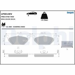 Sada brzdových platničiek kotúčovej brzdy DELPHI LP5014EV