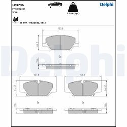 Sada brzdových platničiek kotúčovej brzdy DELPHI LP3736