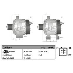 Alternátor DENSO DAN985 - obr. 2