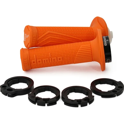 Držadlá LOCK-ON D100 DOMINO D10046C4500A9-0 (offroad) dĺžka 125/130 mm, (4 vačky), (oranžové)
