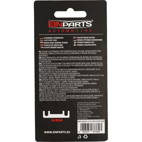 Ploché páskové poistky 41 mm 30A EinParts EPFUSE24 (EinParts Automotive) - obr. 2