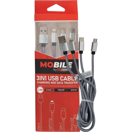 Kábel 3v1 usb-a usb-c lightning 1,2 m EinParts EPMOB09 (EinParts Automotive)