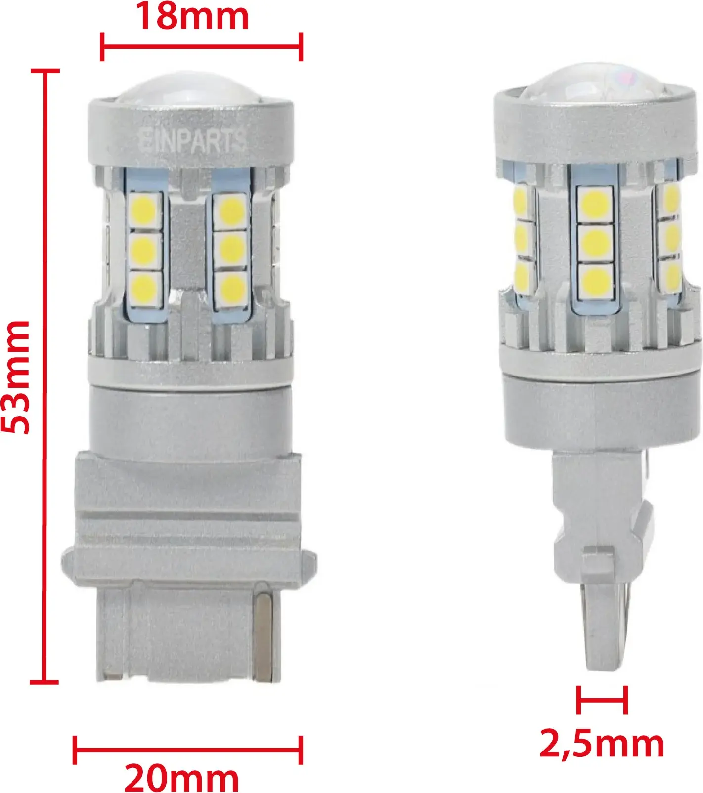 Rozmery LED žiarovky P27W 3156