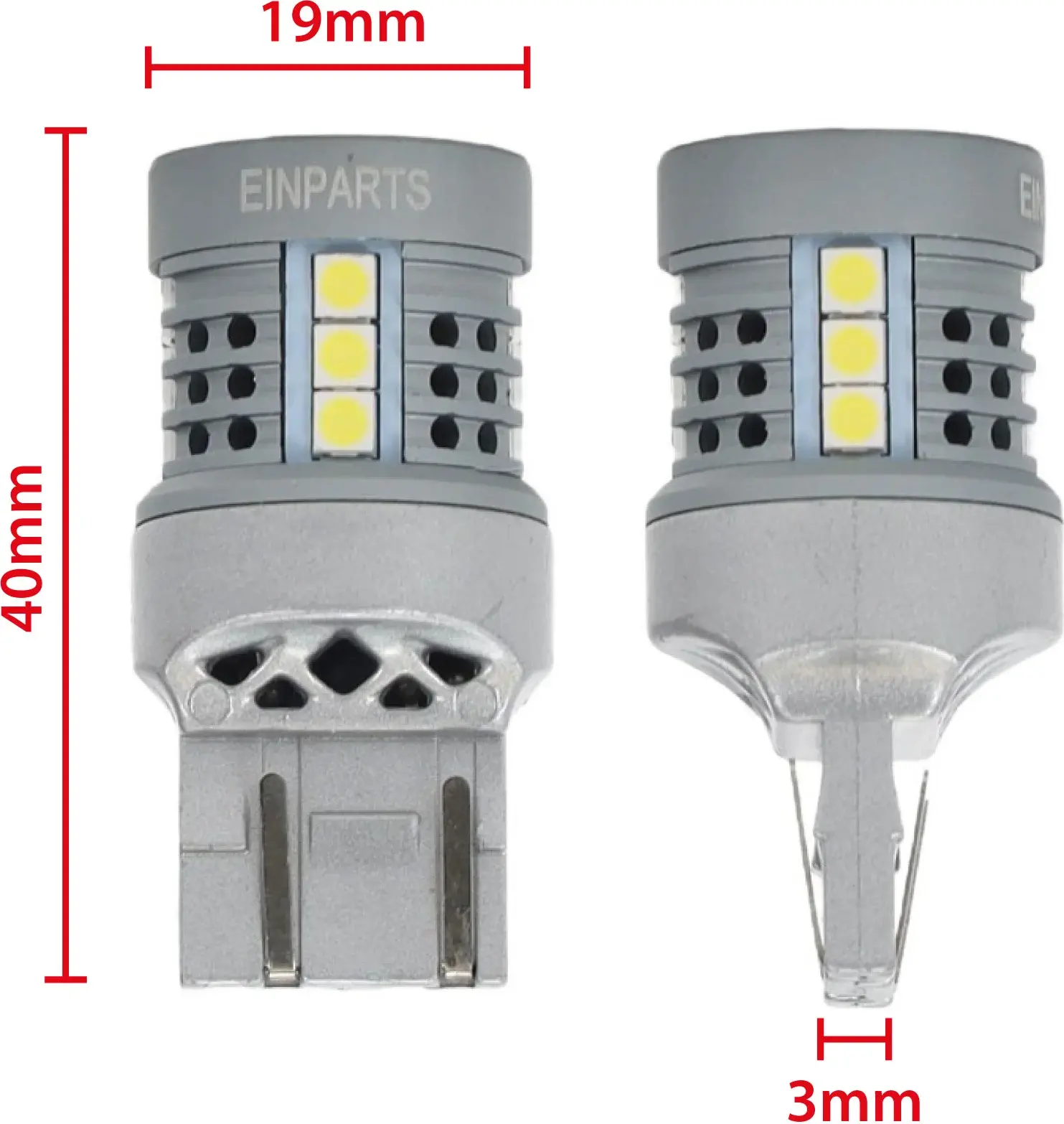 Rozmery LED žiarovky W21/5W 7443
