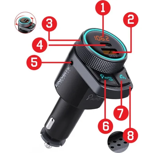 FM vysielač bluetooth PD QC 3.0 AUX EinParts EPBTT01 (EinParts Automotive) - obr. 26